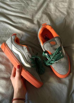 Крутейшие кеды vans knu old skool grey orange premium серые с оранжевым унисекс 36-45 р2 фото