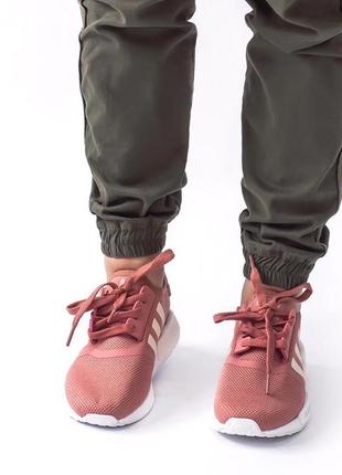 Круті жіночі літні кросівки adidas nmd рожеві з білим8 фото