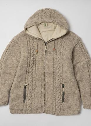 Pachamama wool hand knit full zip hoodie cardigan   чоловічий светр1 фото
