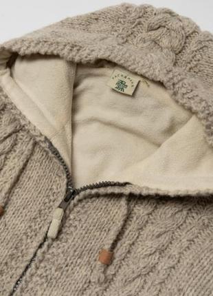 Pachamama wool hand knit full zip hoodie cardigan   чоловічий светр3 фото