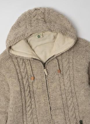 Pachamama wool hand knit full zip hoodie cardigan   чоловічий светр2 фото