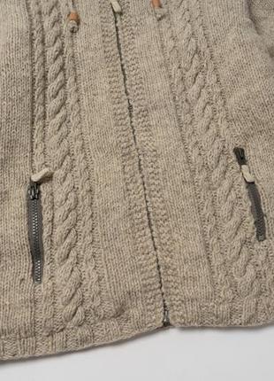 Pachamama wool hand knit full zip hoodie cardigan   чоловічий светр4 фото