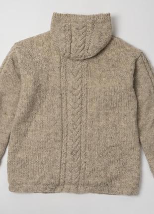 Pachamama wool hand knit full zip hoodie cardigan   чоловічий светр5 фото