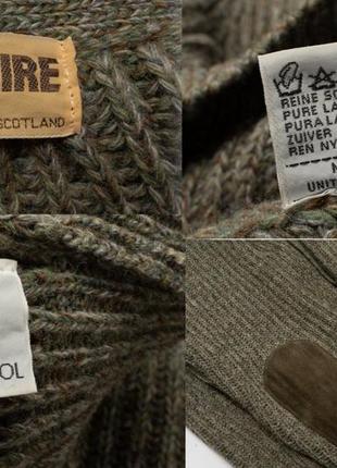 Brenire scotland vintage wool cardigan suede patches   чоловічий светр кардиган10 фото