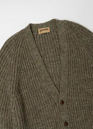 Brenire scotland vintage wool cardigan suede patches   чоловічий светр кардиган2 фото