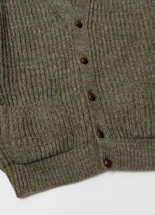Brenire scotland vintage wool cardigan suede patches   чоловічий светр кардиган4 фото