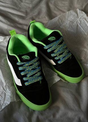 Крутые кеды vans knu old skool black green premium чёрные с салатовым унисекс 36-45 р