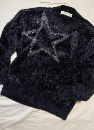 Зимовий чорний светр пухнастий мʼякий від oasis розмір 34