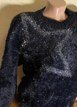 Зимовий чорний светр пухнастий мʼякий від oasis розмір 345 фото
