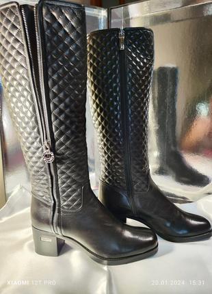 Італійськи  жіночий чоботи шкіряний з натуральним хутром.3 фото