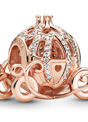 Серебряная бусина «блестящая карета» в позолоте rose