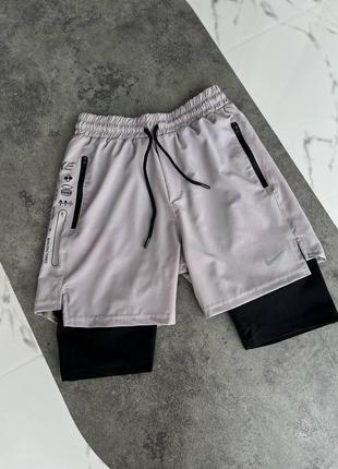 Чоловічі спортивні шорти nike сірі найк шорти-лосіни весняні літні1 фото