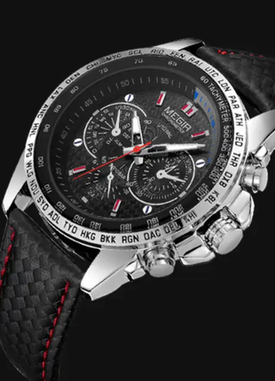 Мужские стильные черные популярные классические новые часы megir4 фото