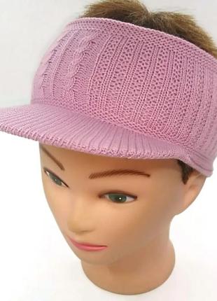 Повязка на голову с козырьком темная пудра