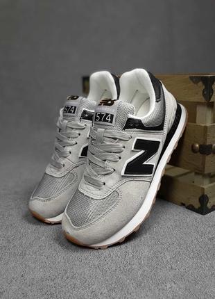 Жіночі сірі замшеві кросівки з сіткою в стилі new balance 574 🆕 нью баланс 574