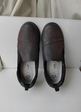 Удобные туфли на танкетке лоферы слипоны мокасины clarks3 фото