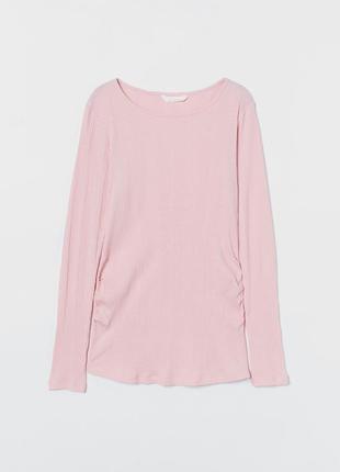 Розовый лонгслив в рубчик для беременных h&m mama, m