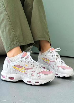 Прекрасные женские кроссовки nike air max 96 white pink белые с розовым