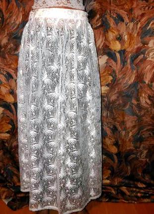Прозрачная кружевная белая макси юбка.тренд сезона2 фото