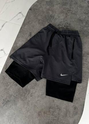 Чоловічі спортивні шорти nike темно-сірі найк шорти-лосіни весняні літні8 фото