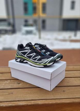 Кроссовки salomon xt-6 black green lime2 фото