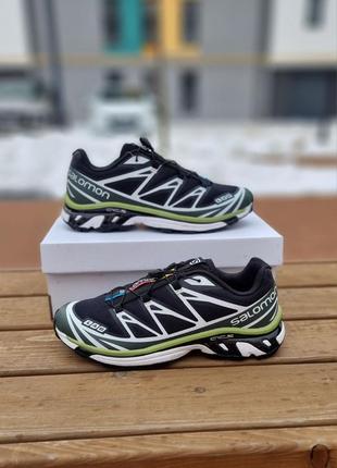 Кроссовки salomon xt-6 black green lime7 фото