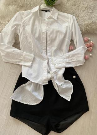 Рубашка белая трендовая с вузлом