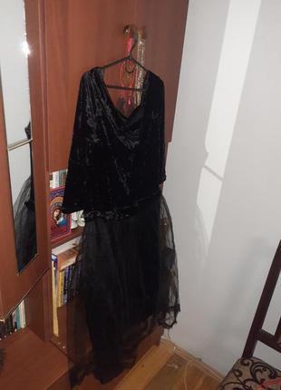 Черное бархатное платье2 фото