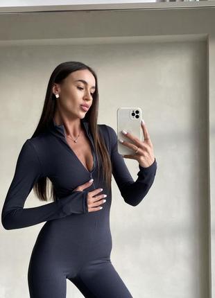 Жіночий комбінезон на флісі, женский комбинезон рубчик на флисе