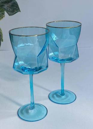 Коллекция бокалов и стаканов голубая геометрия, стакан хайбол 225 мл3 фото