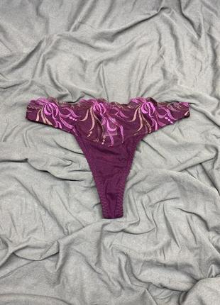 Идеальные розовые бордовые кружевные сексуальные секси трусы трусики стринги на высокой посадке с цветами в сеточку сетку3 фото