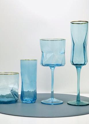 Коллекция бокалов и стаканов голубая геометрия, стакан хайбол 225 мл2 фото