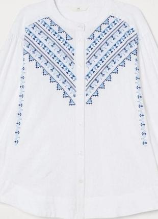 Белоснежная блуза , рубашка с вышивкой от h&m2 фото