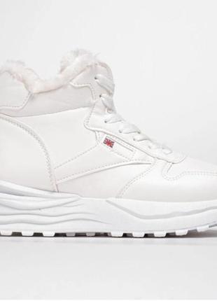 Знижка!хайтопи зимові жіночі кросівки білі на хутрі5 фото