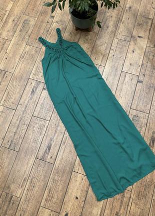 Длинное платье сарафан макси в пол зеленая