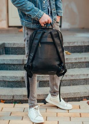 Классический мужской рюкзак городской черный натуральная кожа tiding bag b72-577572 фото