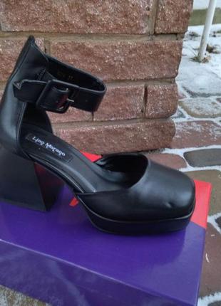 Женские черные туфли на каблуке на платформе lino marano2 фото