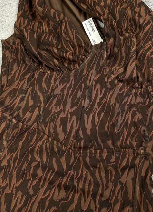 Платье корсетное платье леопардовое на одно плечо мини bershka5 фото