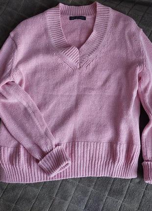 Розовый свитерик с v вырезом