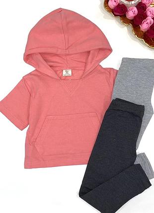 Комплект для дівчинки 5/6 років ⚜️красиве худі з капюшоном, укороченими рукавами, з карманчиками