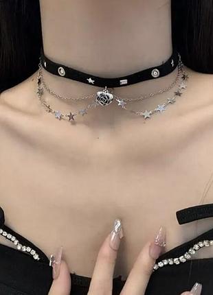 Чокер із підвісками зірки та сердечком у стилі готика лоліта y2k
