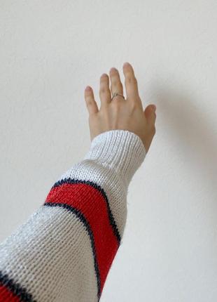 Джемпер свитер в полоску коричнево-белый3 фото