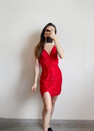 Кружевное платье love&amp;other things красное мини