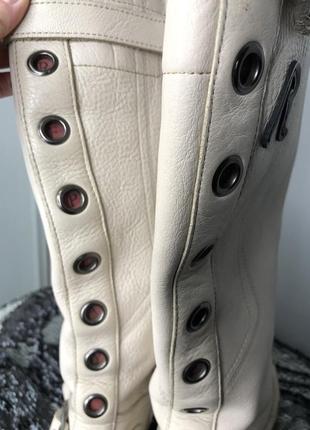Винтажные высокие байкерские белые боты кожаные ботинки сапоги толстые rundholz owens5 фото