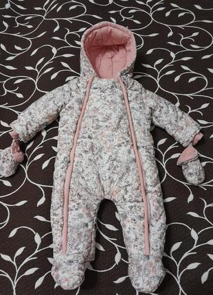 Комбінезон єврозима на синтепоні та хб підкладці на дівчинку 6 місяців, фірми mamas&amp;papas1 фото