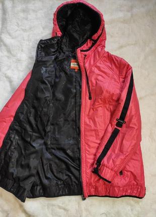Красная длинная короткая куртка деми пуховик демисезонный батал большого размера mishele5 фото