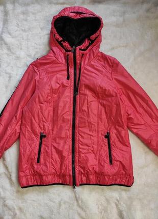 Красная длинная короткая куртка деми пуховик демисезонный батал большого размера mishele2 фото