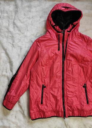 Красная длинная короткая куртка деми пуховик демисезонный батал большого размера mishele4 фото