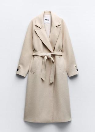 Довге пальто на основі вовни з поясом2 фото