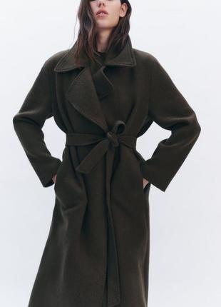 Пальто zw collection с шерстью и поясом2 фото